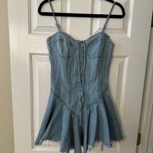 Fashion Nova Light Blue Denim Mini Dress